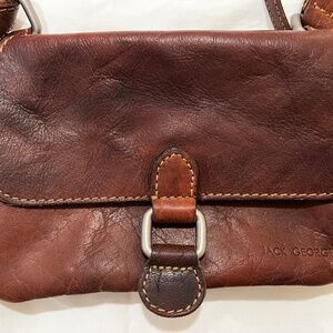 Jack Georges Voyager Mini Crossbody bag Purse Brown Buffalo Leather #7610 New